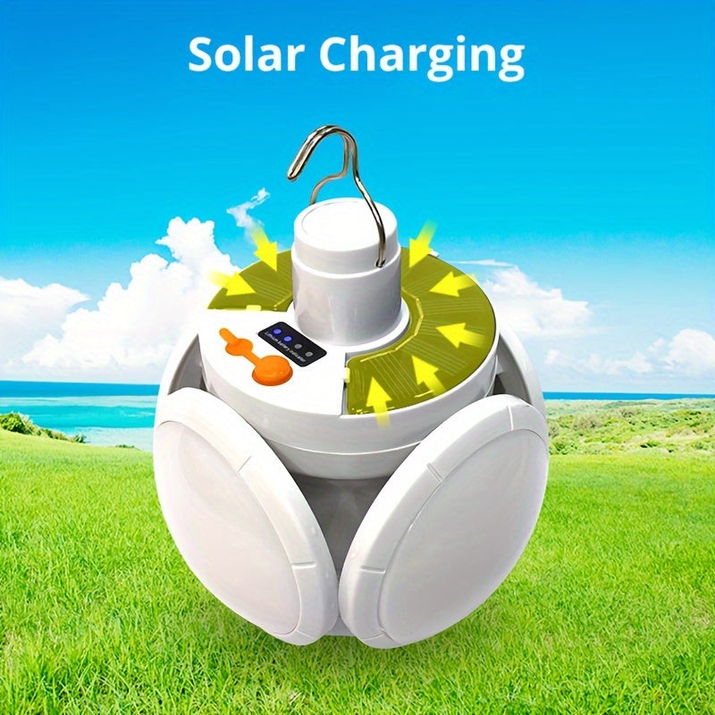 SolarFold - Lampada da campeggio portatile a LED ricaricabile USB, ideale