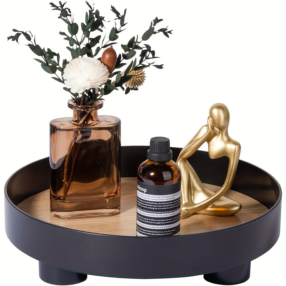 RondeDecor - Plastic Decoratieve Schaal met Houten Look | Modern Design