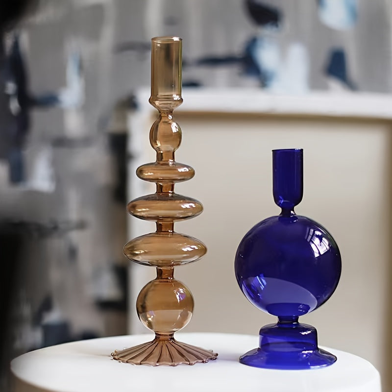 1pc Creatieve en Minimalistische Glazen Kandelaar Set - Gelakte Glazen Vaas Tafeldecoratie voor Woonkamer, Eettafel en Romantisch Diner