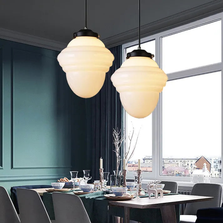 FrostGeo - Vintage Geometric Pendant Lamp made of Matte Glass for Dining Room and Living Room