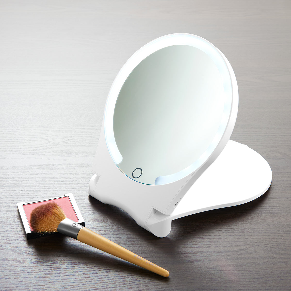 10X Magnifying Travel Mirror LED Light Compact Rechargeable 0