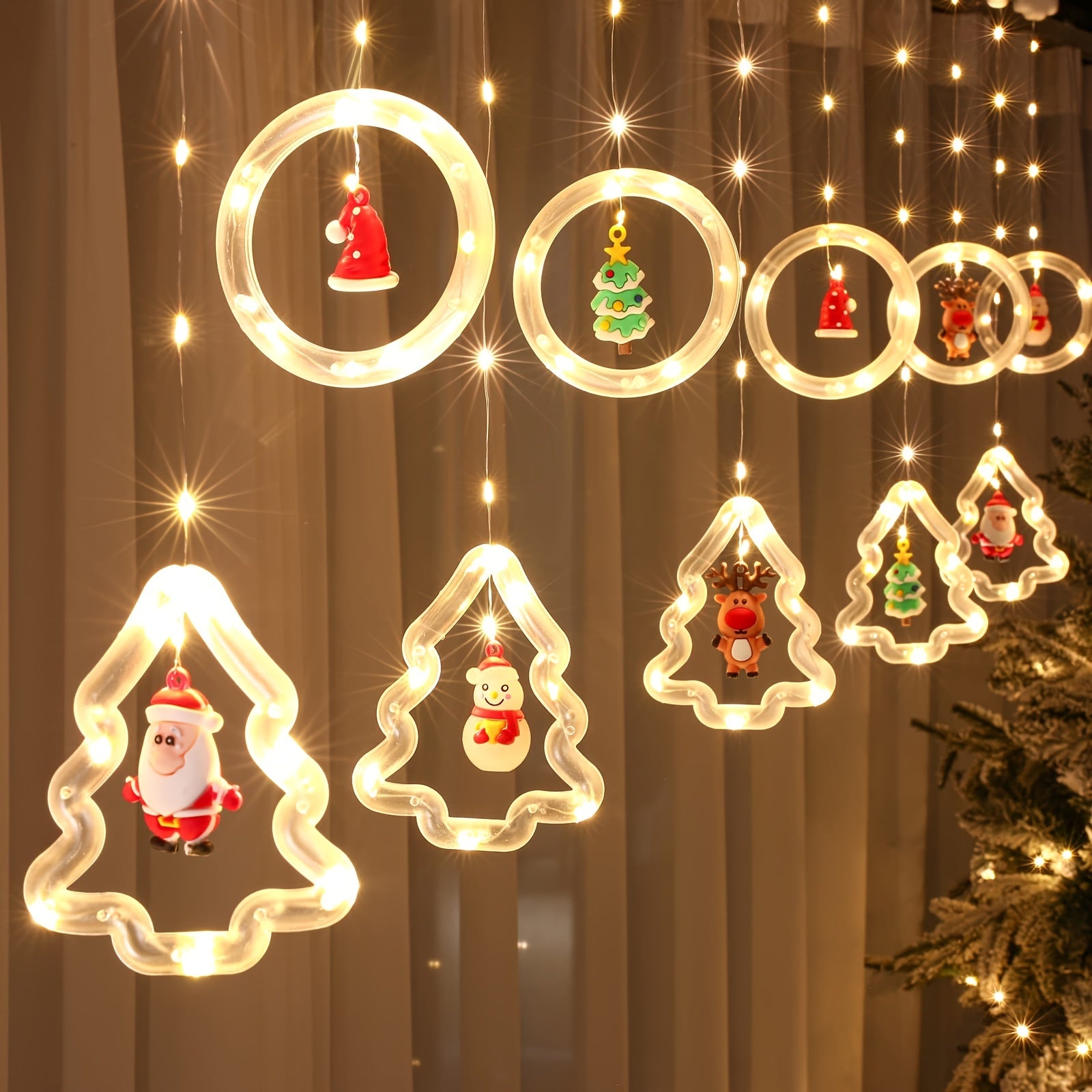 HolidayGlow - Kerst Wensring Verlichting met 10 Mini Kerstfiguren