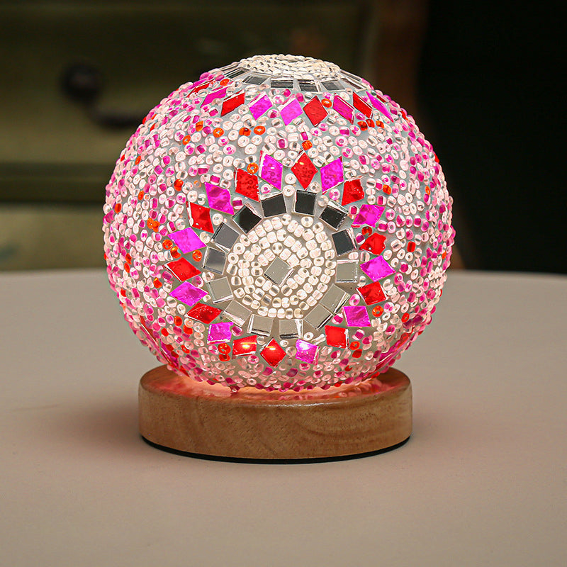 Luminara - Spherical LED Dimmable Glass Baroque Table Lamp Mosaic 3.9"