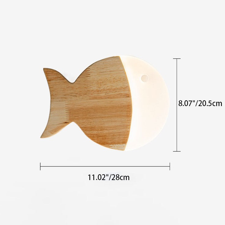Nordic Creative Simple Wooden Art Small Fish LED Lamp