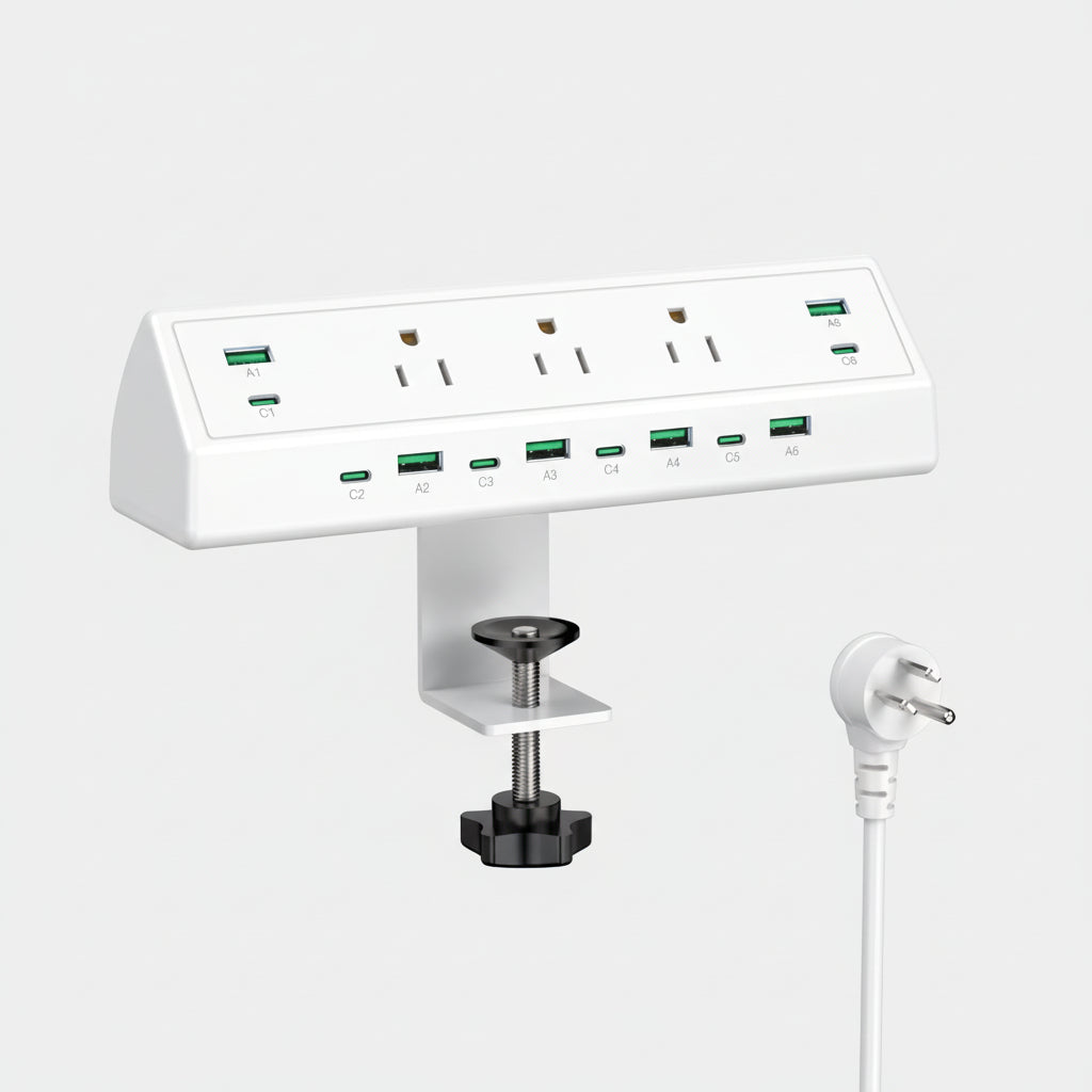 Bureauklem Stekkerdoos USB-C USB-A Poorten Snelle Oplading