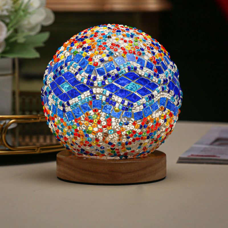 Luminara - Spherical LED Dimmable Glass Baroque Table Lamp Mosaic 3.9"