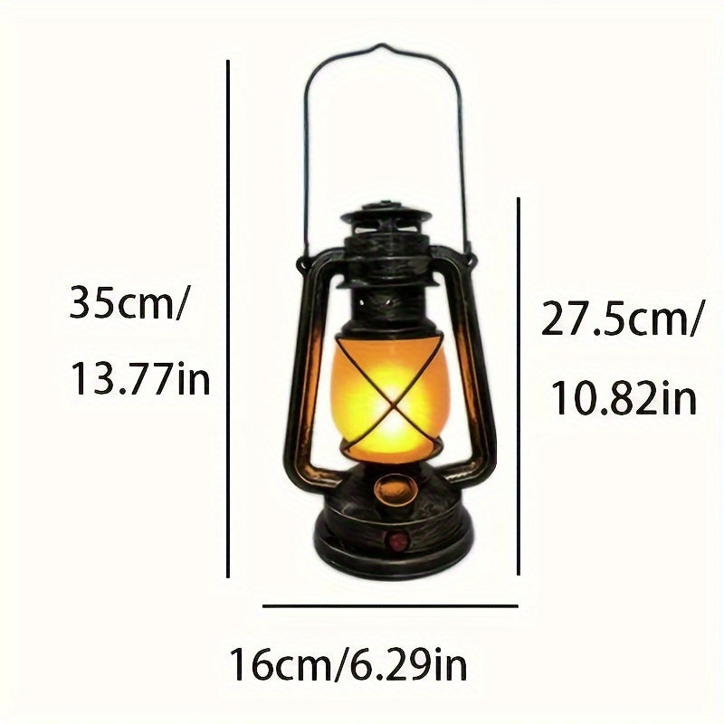 Retro Lantern - Rechargeable LED Lantern with Flame Light Effect, Antique Copper Finish