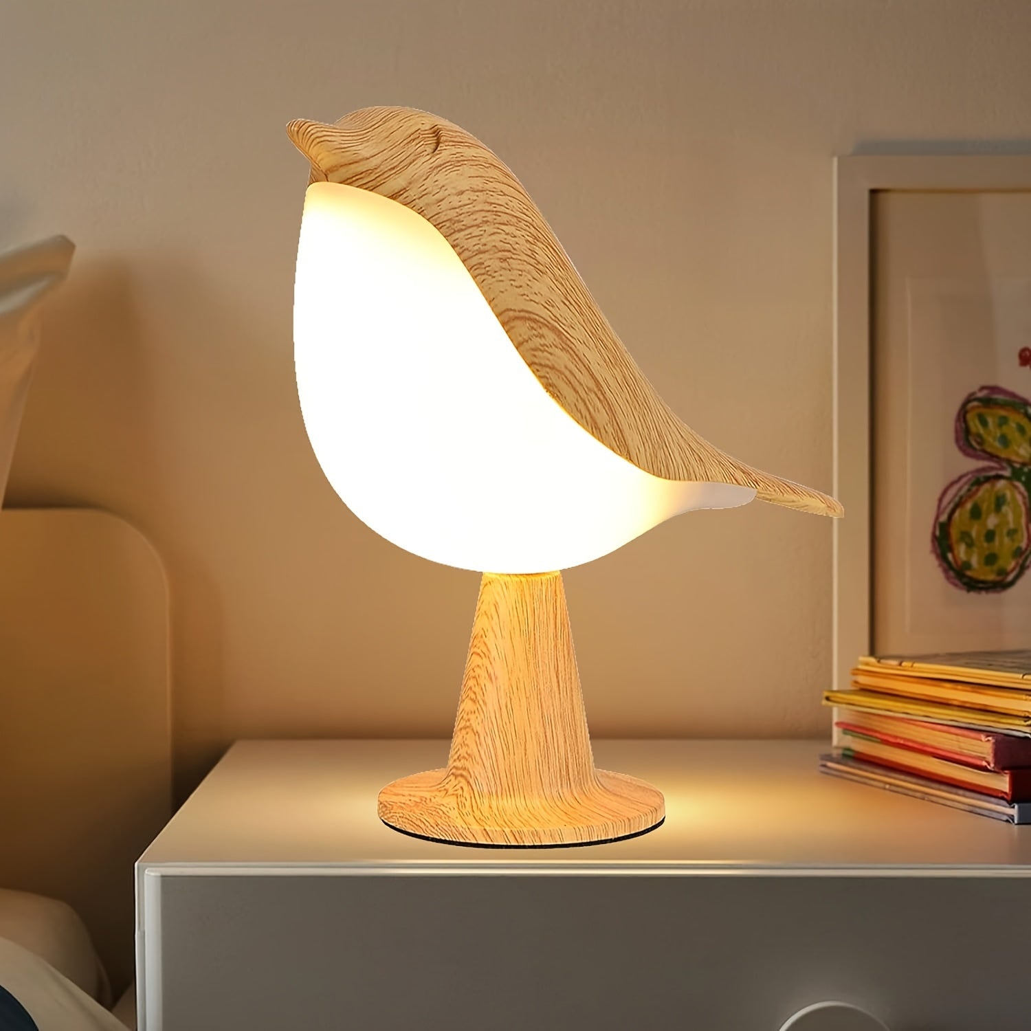 BrightNest - Lámpara de mesa LED para pájaros recargable por USB con atenuación táctil