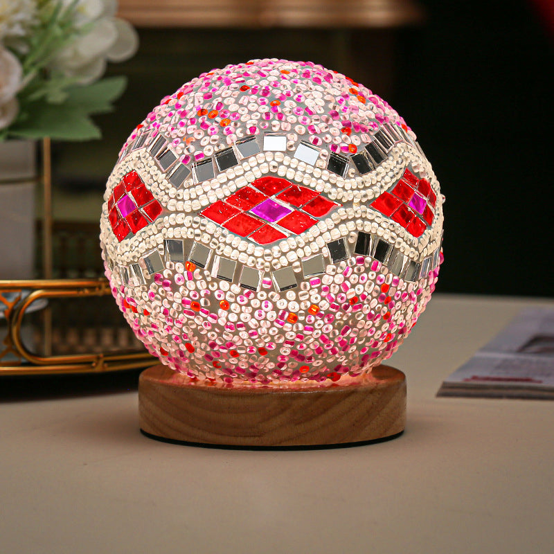 Luminara - Spherical LED Dimmable Glass Baroque Table Lamp Mosaic 3.9"