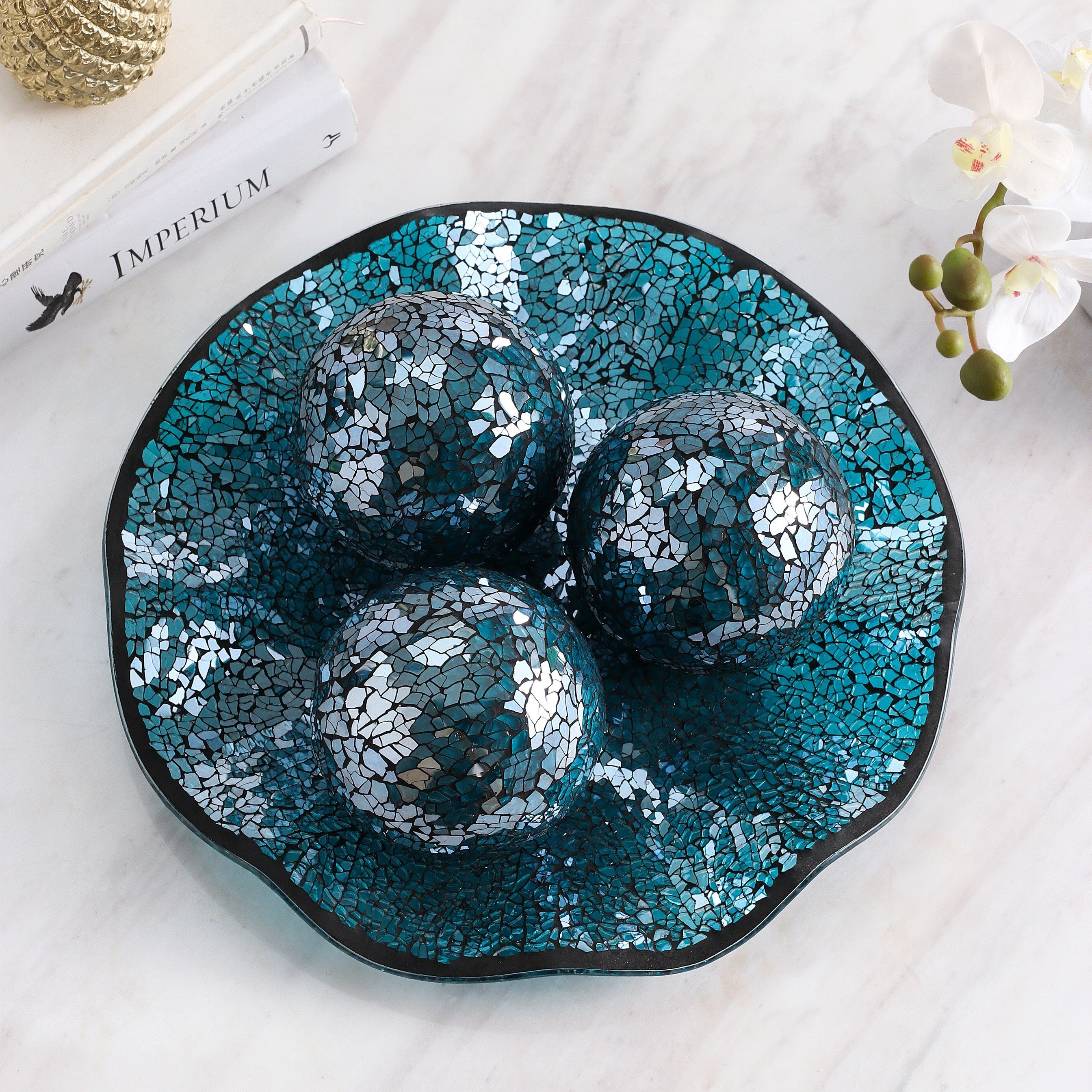 MosaicServe - 4-delige Glazen Mozaïek Decoratieve Schaal Set