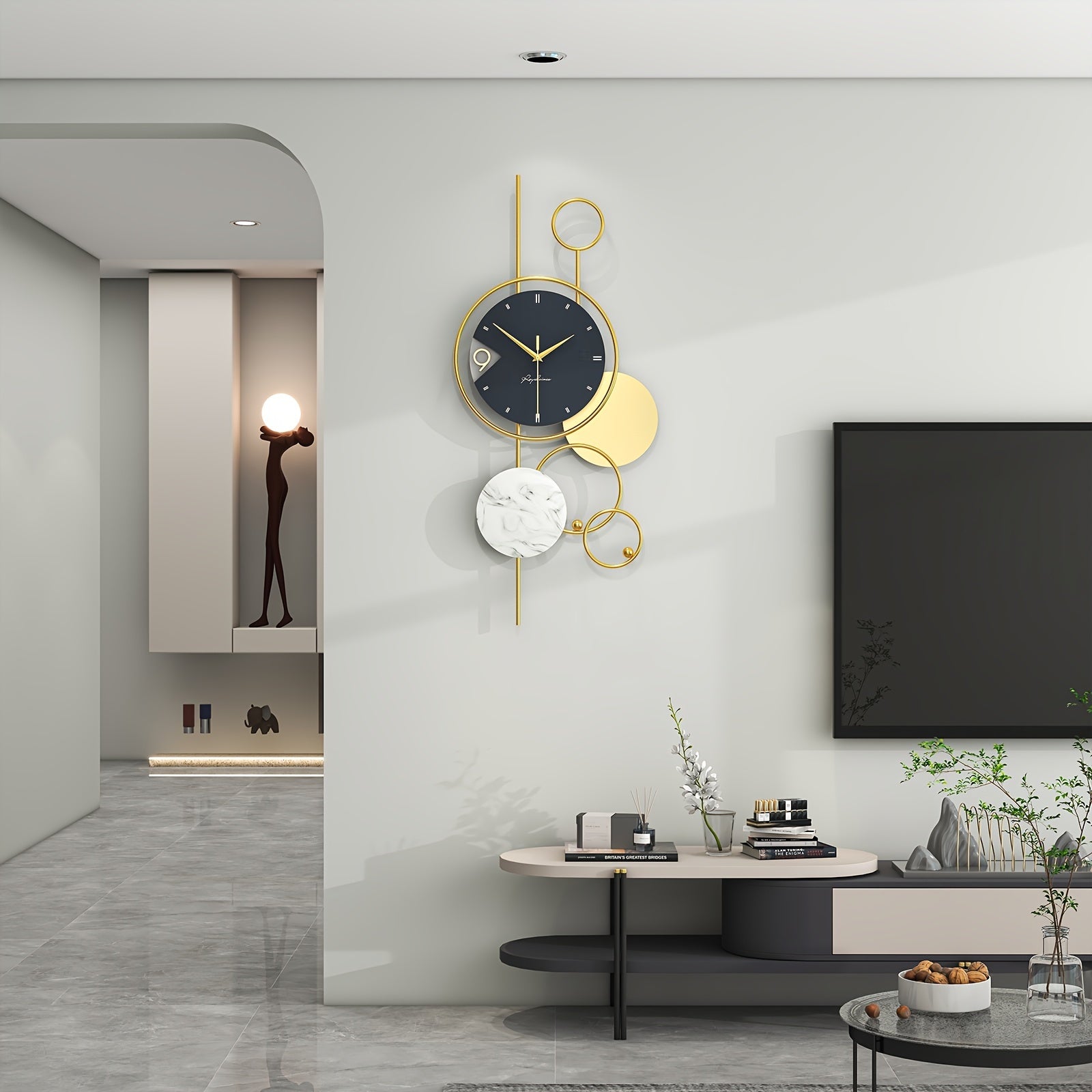Moderne Gouden Metalen Wandklok - Stille Niet-Tikkende Klok, Uniek Ontwerp voor Woonkamer en Kantoor