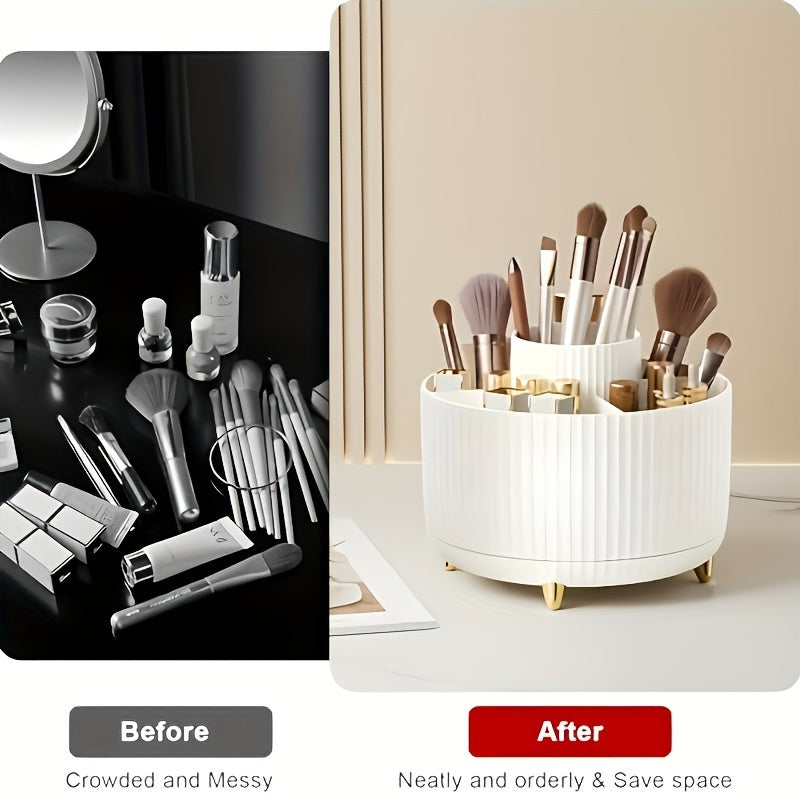 360° Roterende Make-up Organizer – Duurzame Kunststof Cosmetica Opbergdoos met 5 Vakken