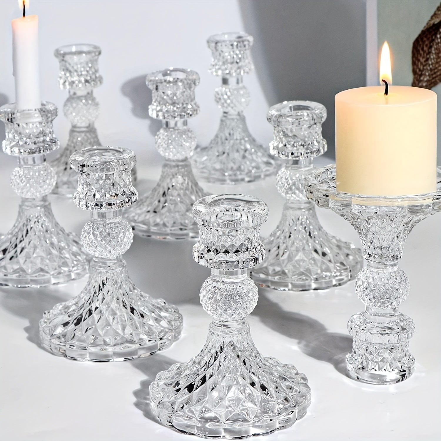 Roze Kristallen Kaarshouders - Romantische Decoratie voor Kerst en Feestdagen