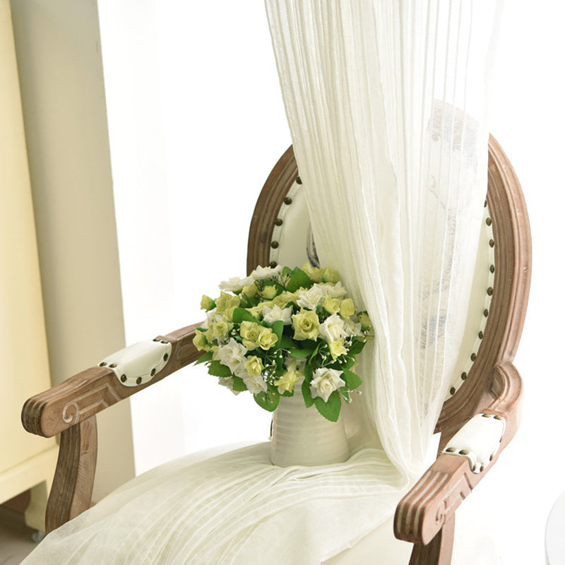 1 Stuk Witte Gestreepte Transparante Gordijnen voor Woonkamer - Zachte Voile, Decoratief, Lichtdoorlatend