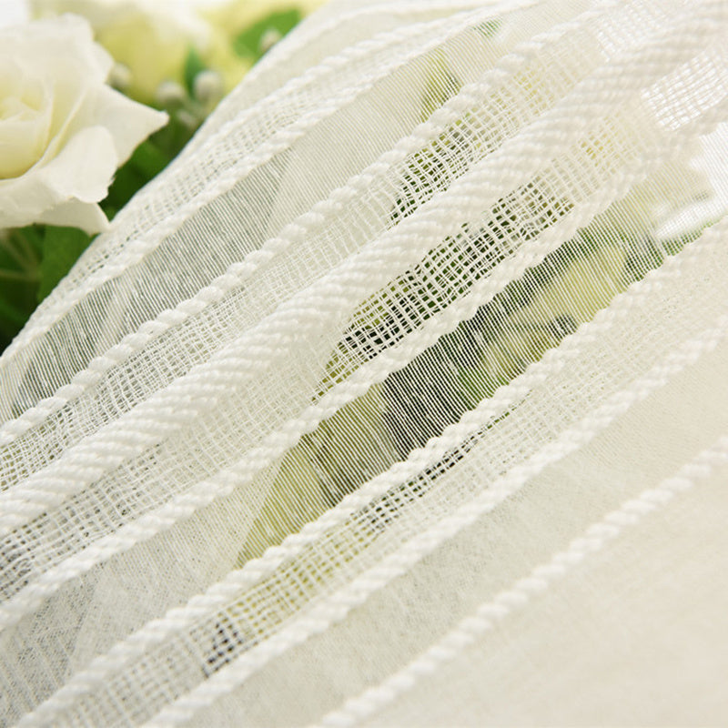 1 Stuk Witte Gestreepte Transparante Gordijnen voor Woonkamer - Zachte Voile, Decoratief, Lichtdoorlatend