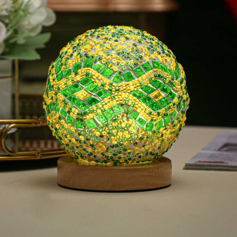 Luminara - Spherical LED Dimmable Glass Baroque Table Lamp Mosaic 3.9"