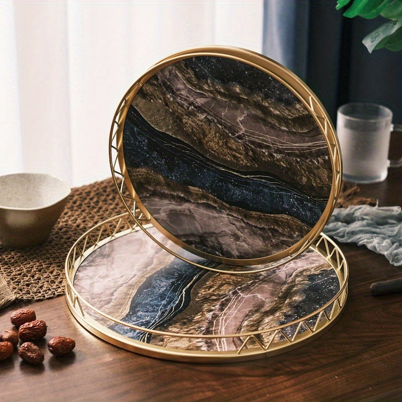WoodenMarble - Houten Ronde Marmeren Graan Dienblad