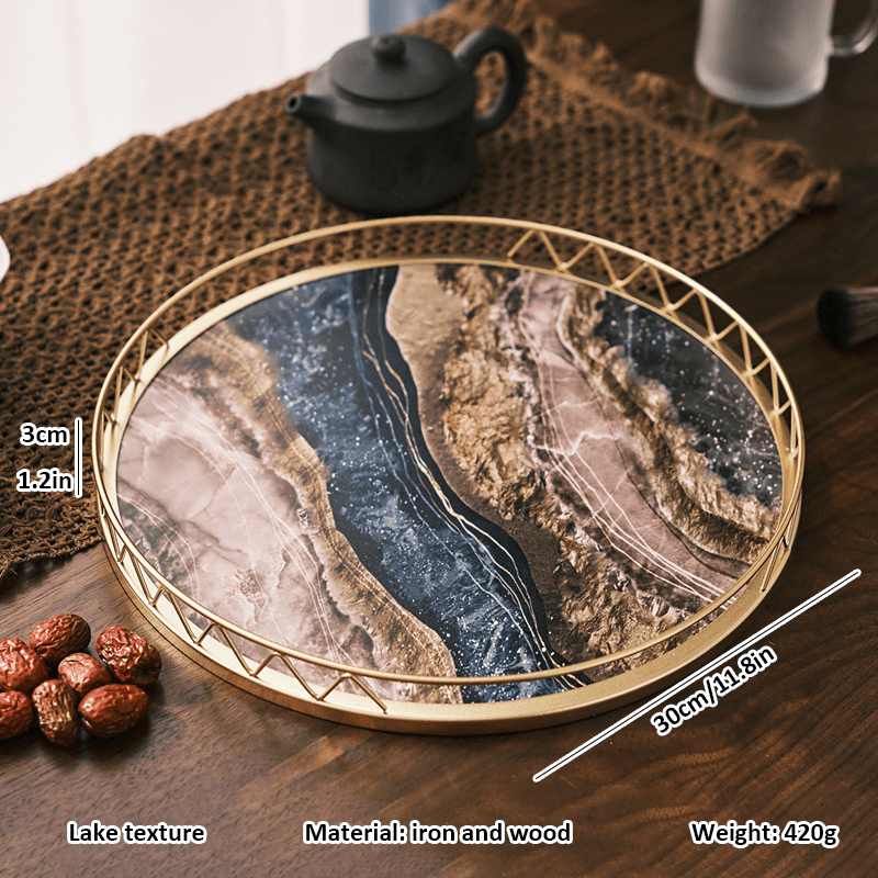 WoodenMarble - Wooden Round Marble Grain Tray