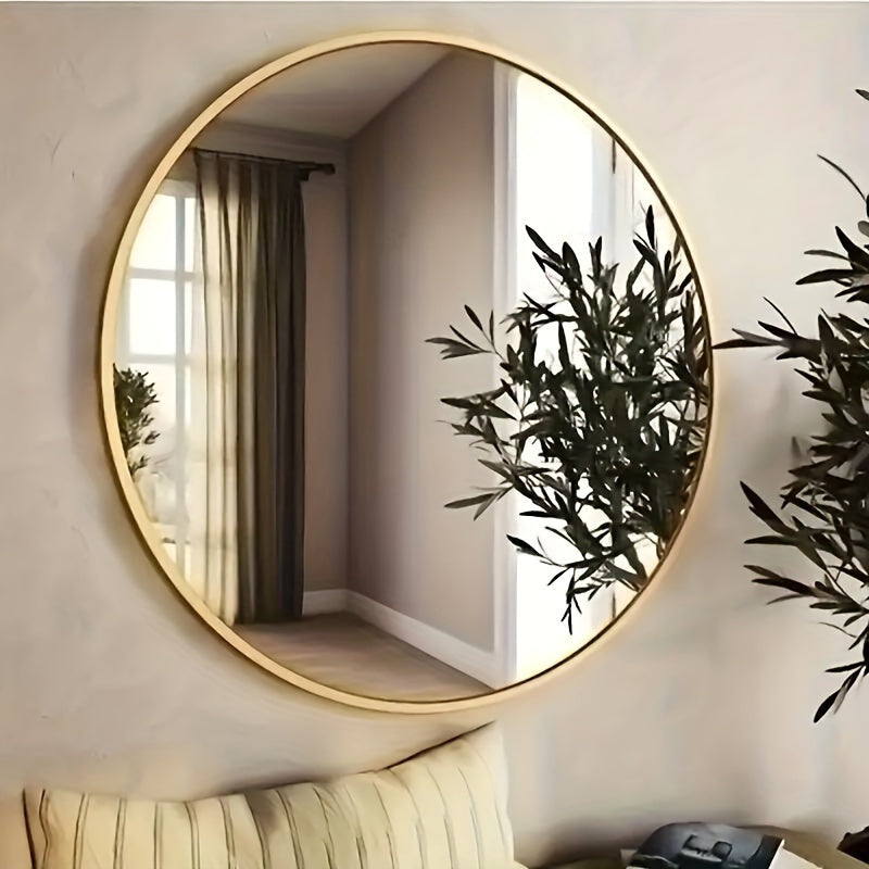 Ronde Wandspiegel – Roestvrijstalen Frame, Make-up Spiegel voor Badkamer en Slaapkamer, Woondecoratie
