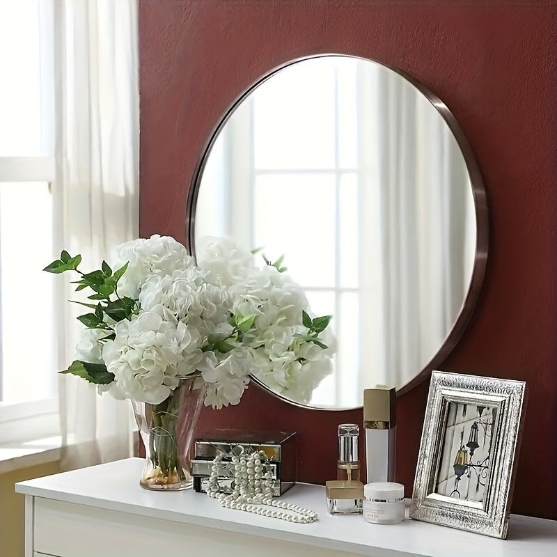 Ronde Wandspiegel – Roestvrijstalen Frame, Make-up Spiegel voor Badkamer en Slaapkamer, Woondecoratie