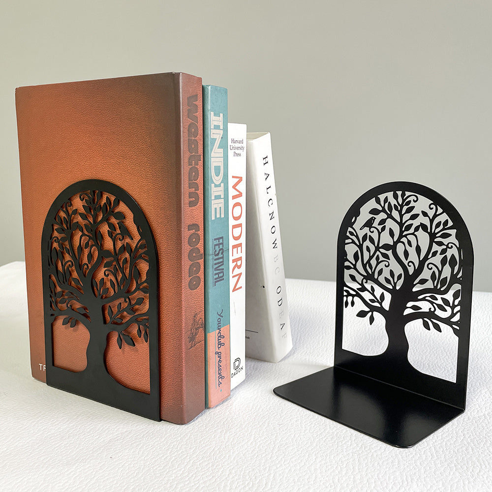 Fermalibri Metallo Albero della Vita - Fermalibri Pesante per Mensole, Design Decorativo Moderno