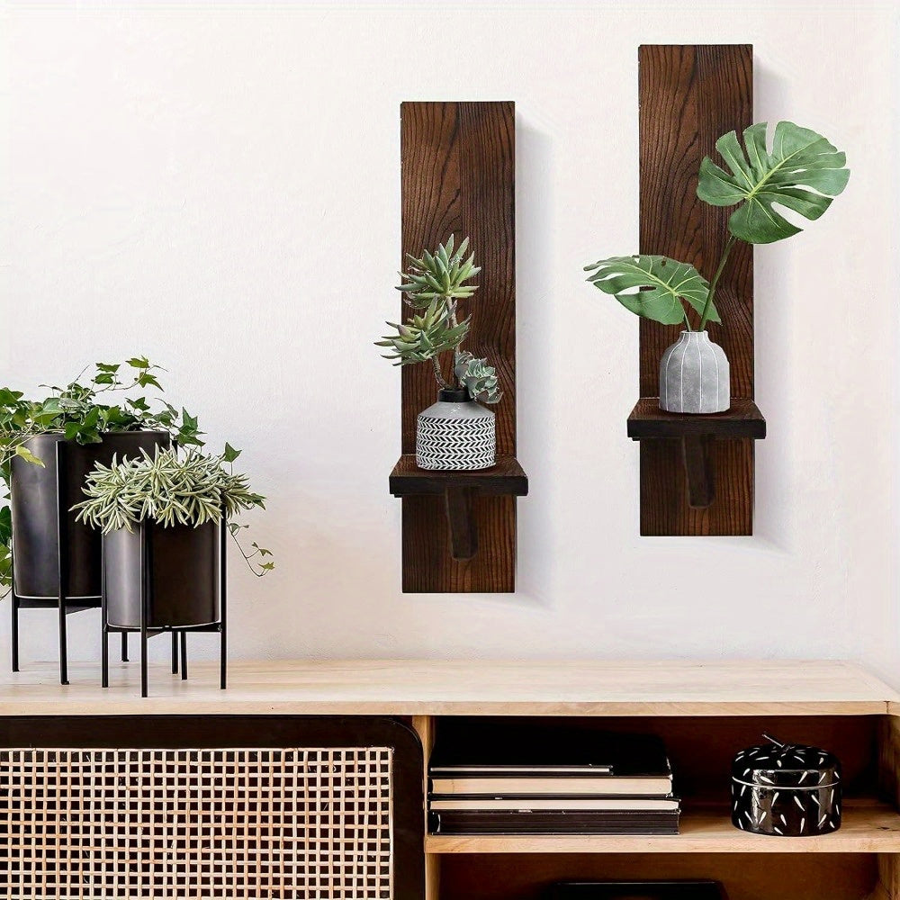 RusticCandle - Set van 2 Houten Wandkaarsenhouders voor Gang en Boerderijdecor