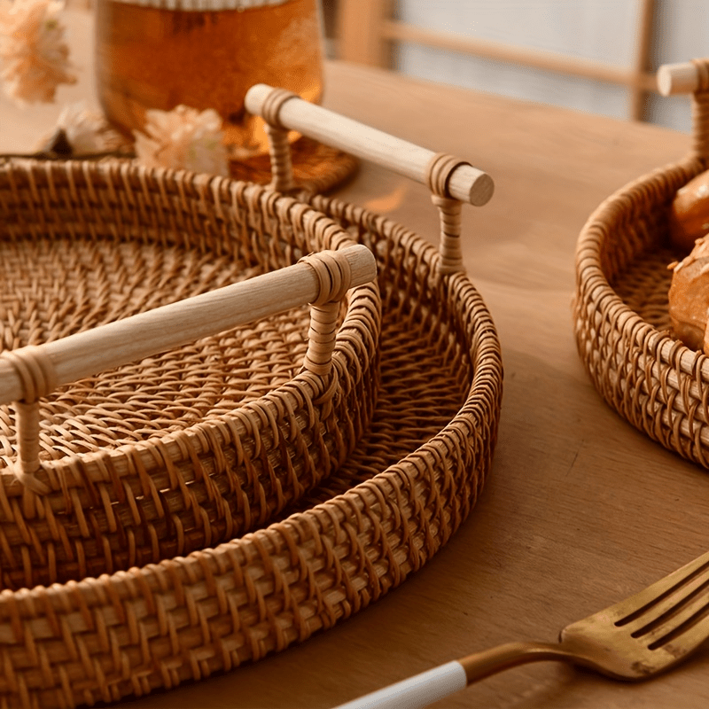 RattanTray - Rieten Onderzetter Dienblad met Handvatten