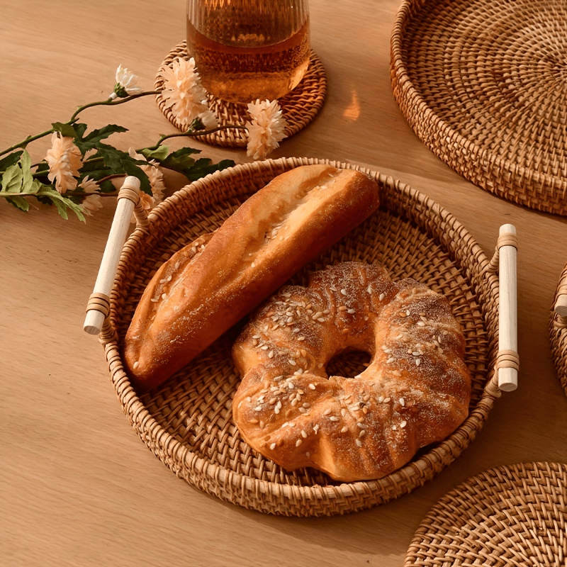 RattanTray - Rieten Onderzetter Dienblad met Handvatten