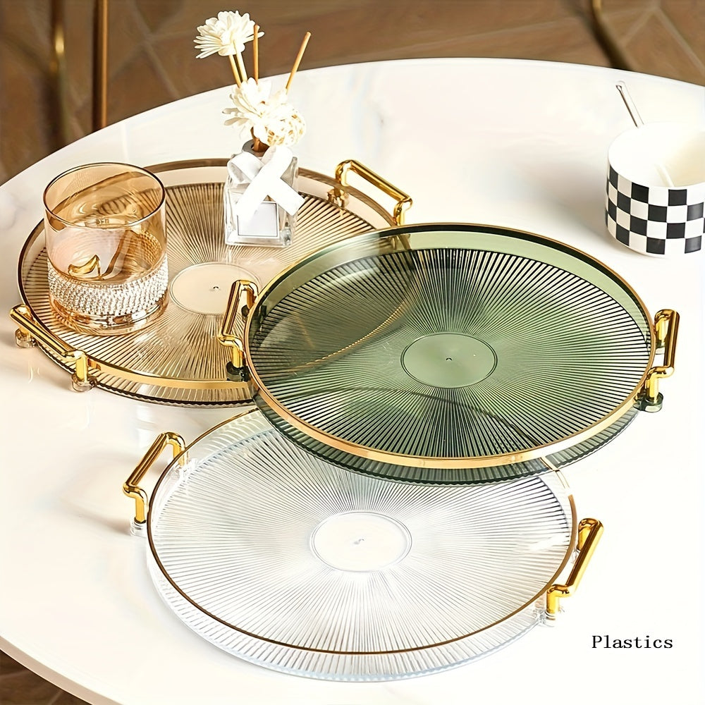 AcrylicTray - Acryl Serveerschaal met Gouden Handgrepen | Voor Dessert & Snack