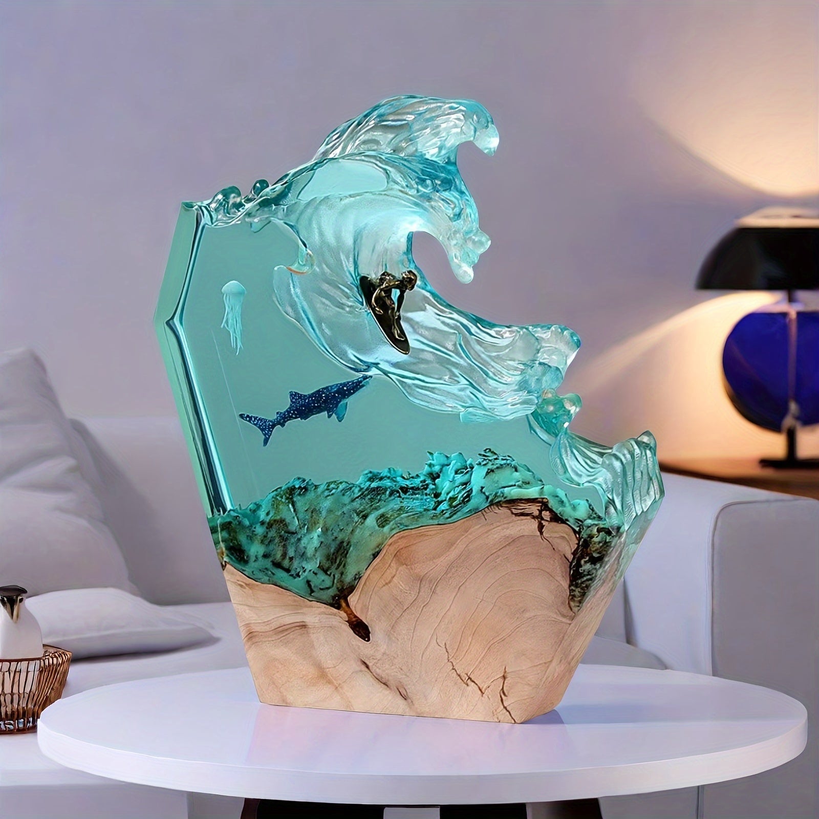 OceanGlow - Handgemaakte Harslamp met Walvis Ontwerp