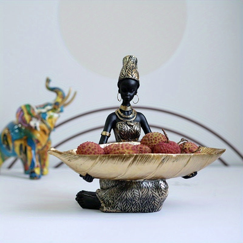 FruitServe-Vrouw - Hars Fruitkom, Thaise Stijl Tafeldecoratie voor Binnen/Buiten