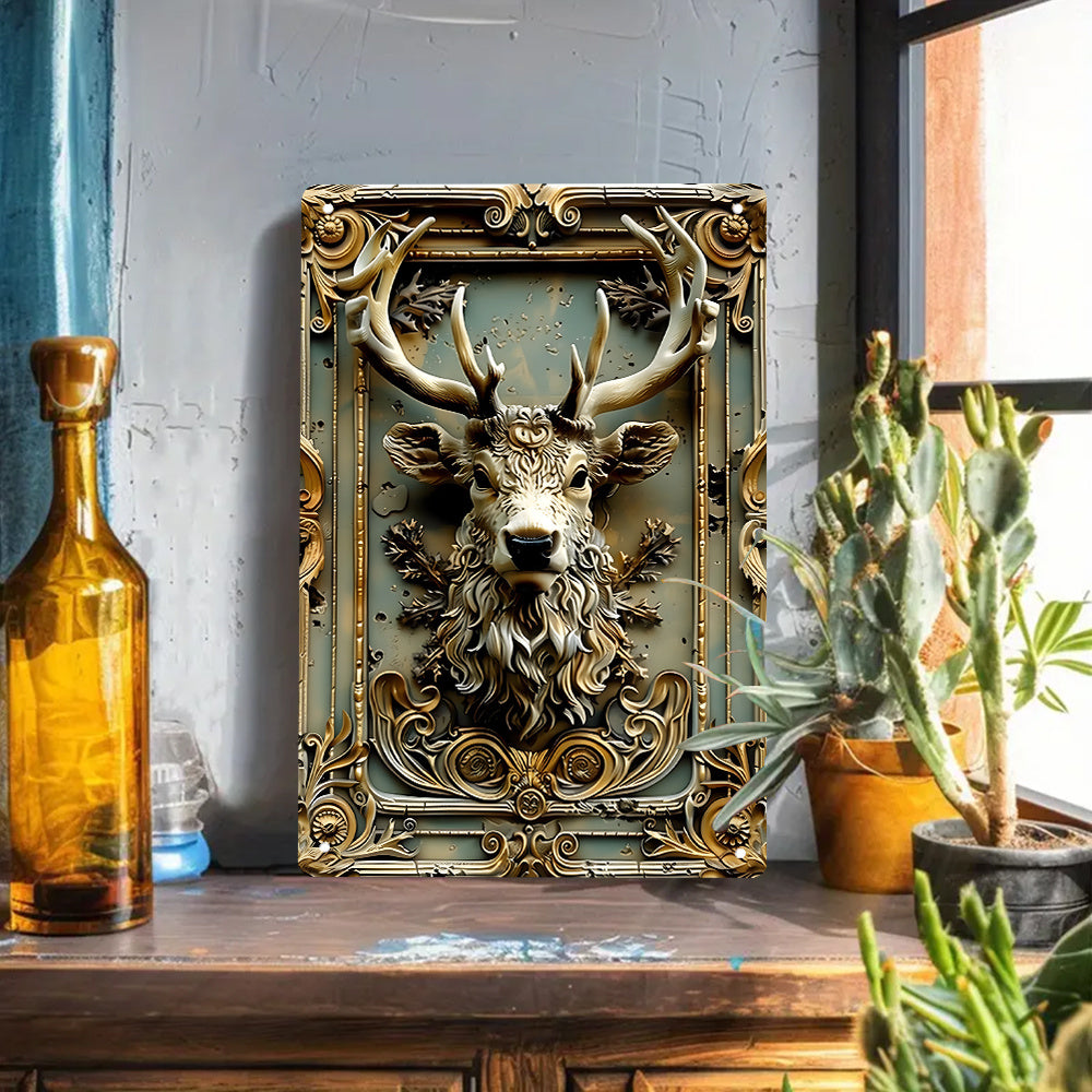 DeerPlaque - Vintage 3D Hertenkop IJzeren Muurkunst