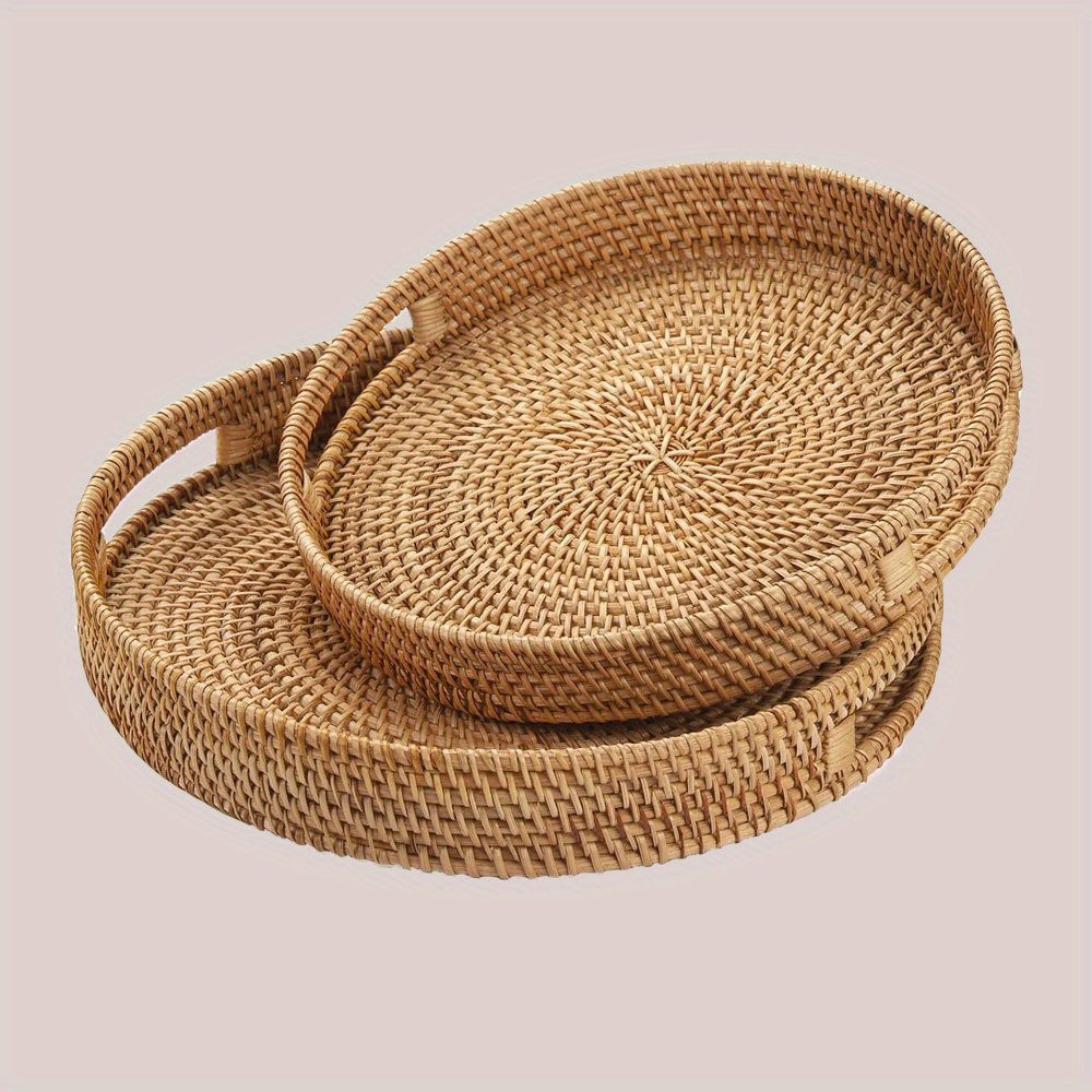 RattanServe - Natuurlijk Rotan Geweven Dienblad | Voor Keuken & Eetkamer