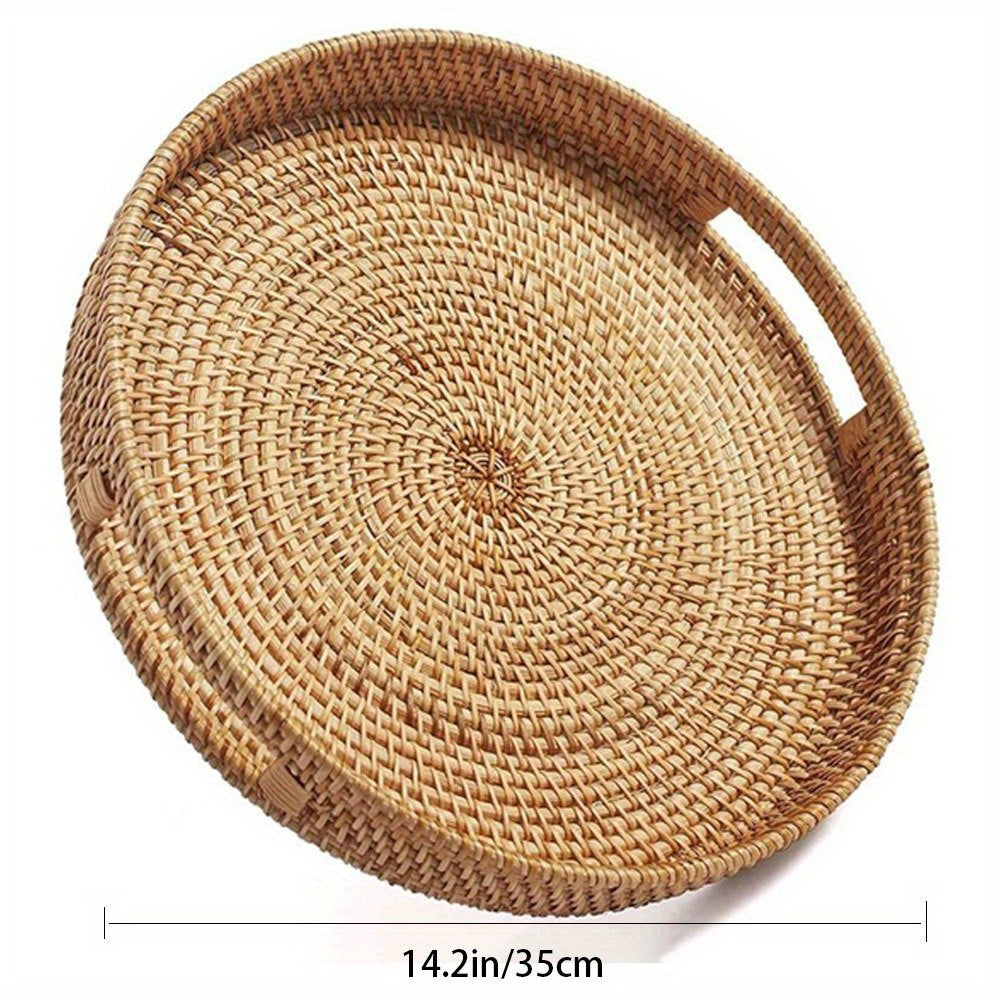 RattanServe - Natuurlijk Rotan Geweven Dienblad | Voor Keuken & Eetkamer
