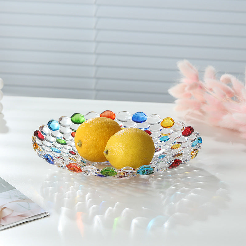 BohoServe-Polkadot Kom - Kleurrijke Glazen Fruitkom voor Thuis & Keuken