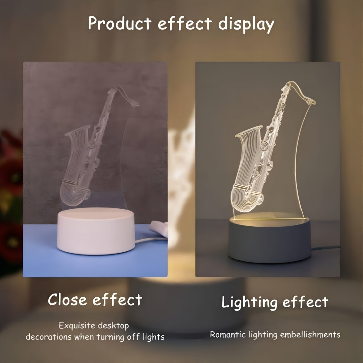 SaxGlow - 3D Saxofoon LED Nachtlamp, USB-Aangedreven Tafellamp