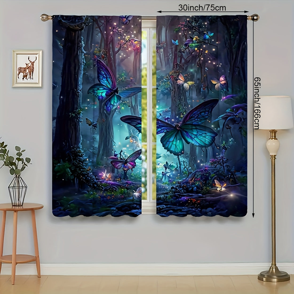 Forest Butterfly Verduisterende Gordijnen - 2 Stuks Lichtdoorlatende Gordijnpanelen voor Woonkamer en Slaapkamer