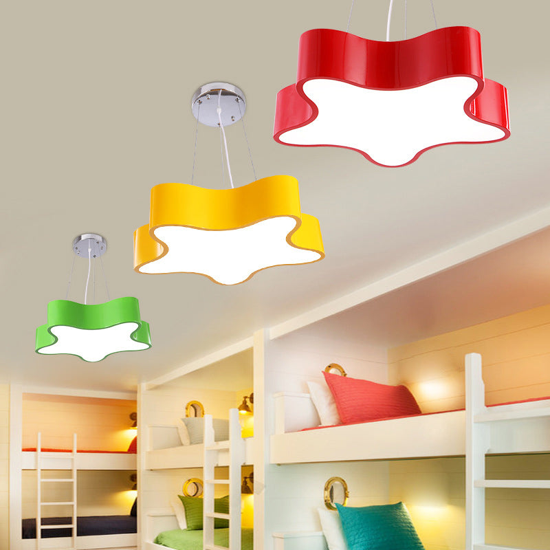 LED Children's Hanging Lamp with Star Acrylic Shade, Red/Green/Yellow Finish