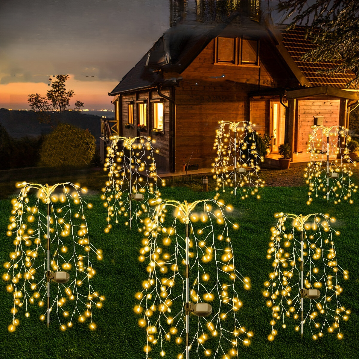 SolarGlimmer - Lampada da Giardino a LED con Fuochi d'Artificio a Energia Solare con 8 Modalità di Luce