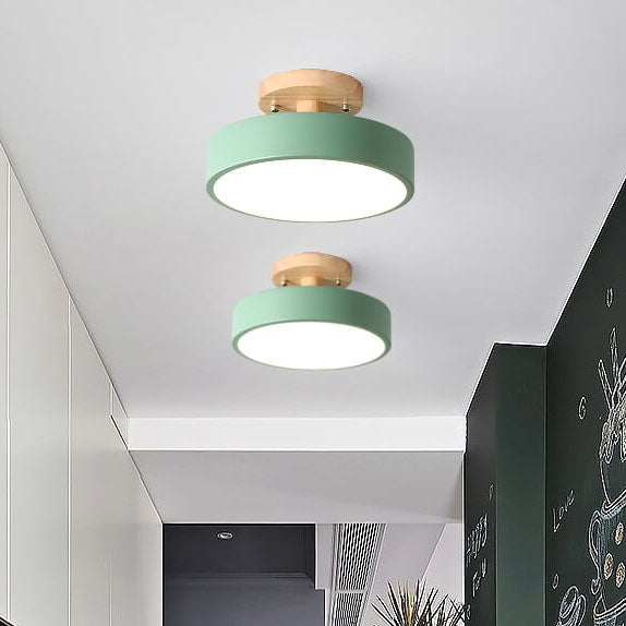Scandinavian Style Round LED Semi-Recessed Ceiling Lamp