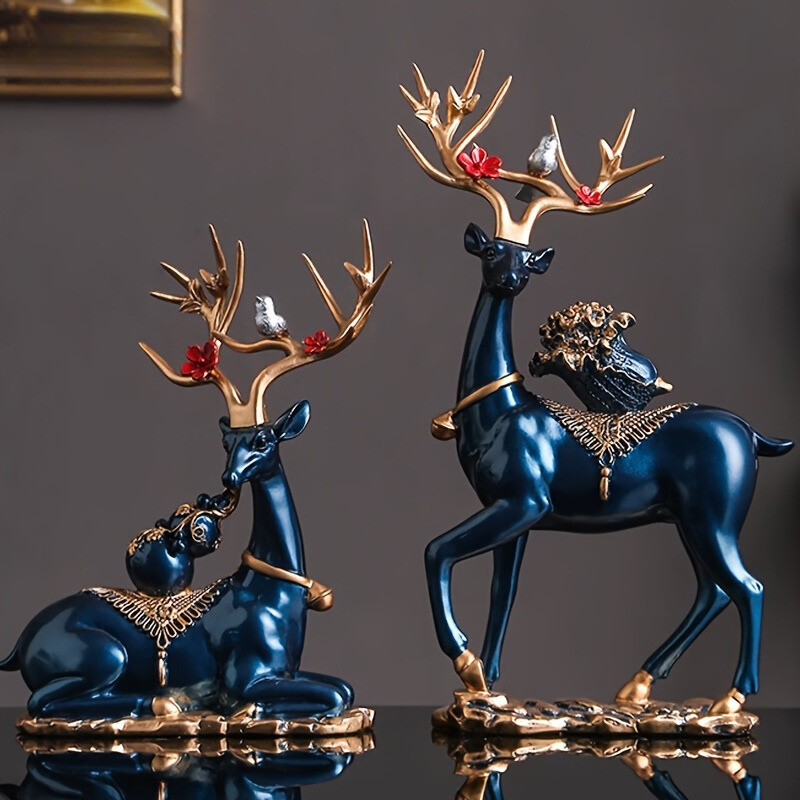 DeerDecor - 2-Delige Vintage Kerst Herten Figuurtjes Set