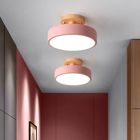 Scandinavian Style Round LED Semi-Recessed Ceiling Lamp