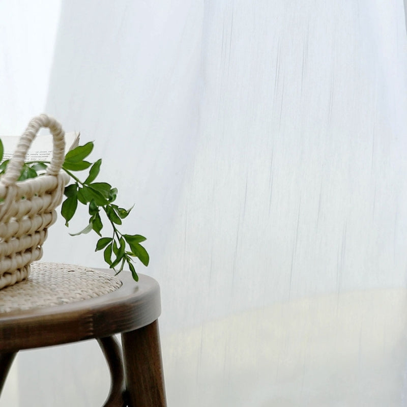 Faye Linen Look Semi-Transparent Curtains Soft Roof