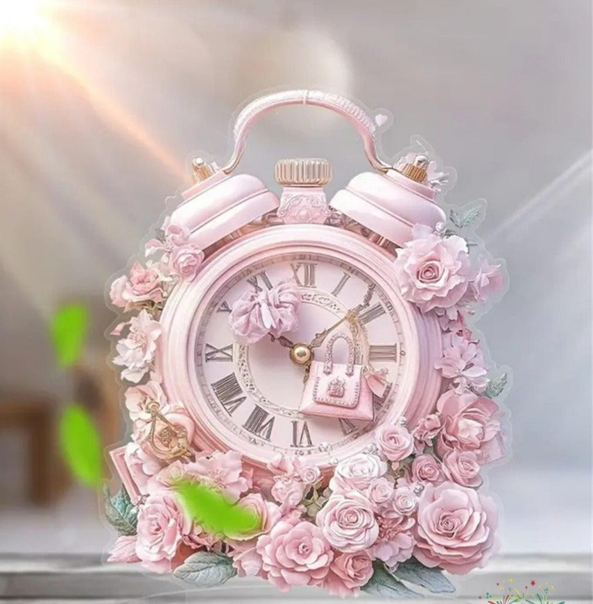 GlamTime - Luxury Acrylic Flower Alarm Clock with Gemstone Accents