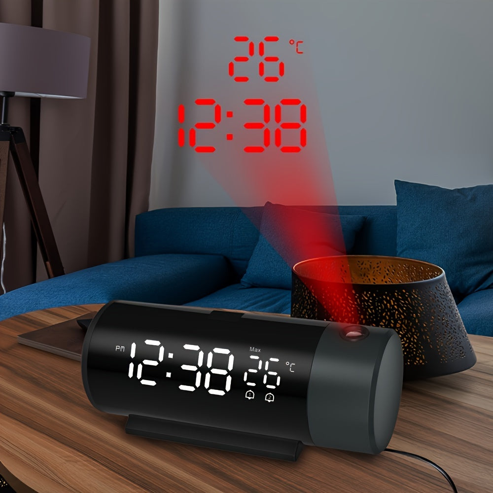 ProjectElite - Moderne Zwarte Projectie Wekker met Dubbele Tijd- en Temperatuurweergave