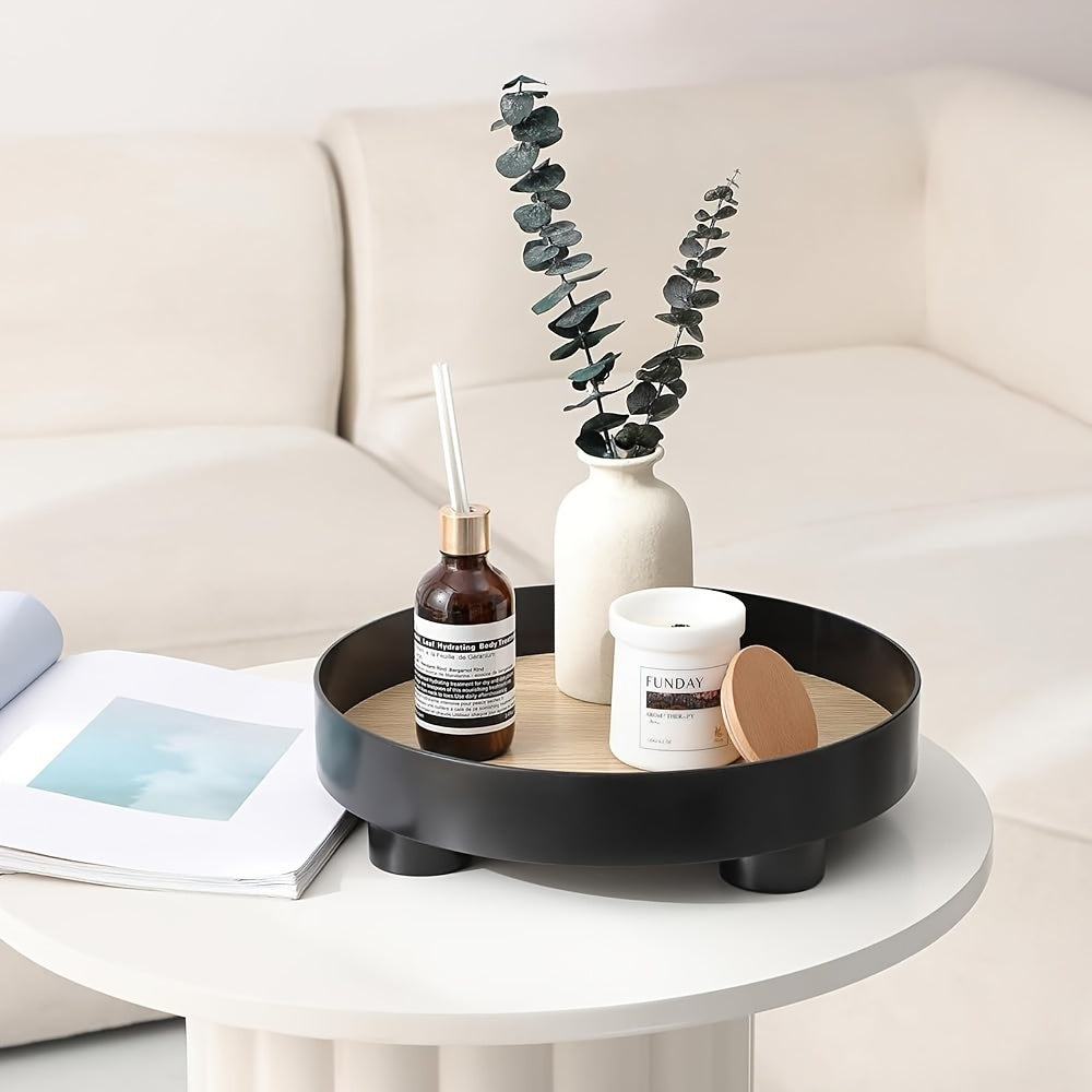 RondeDecor - Plastic Decoratieve Schaal met Houten Look | Modern Design