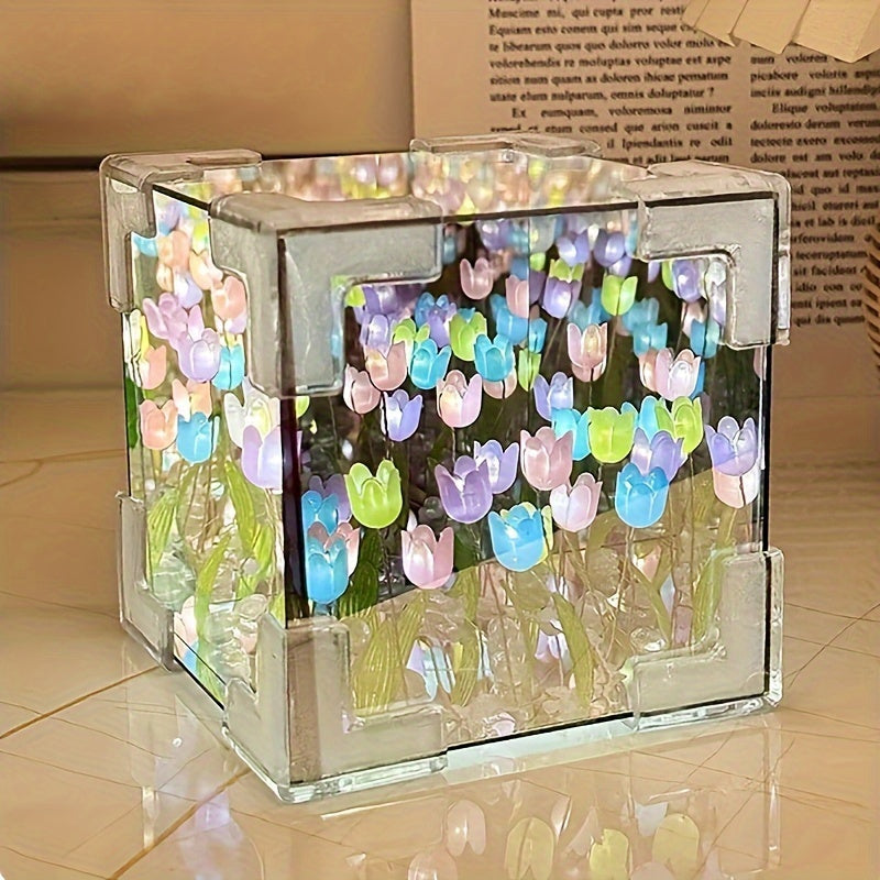 TulipGlow - Handgemaakte Tulpen LED Nachtlamp en Spiegel