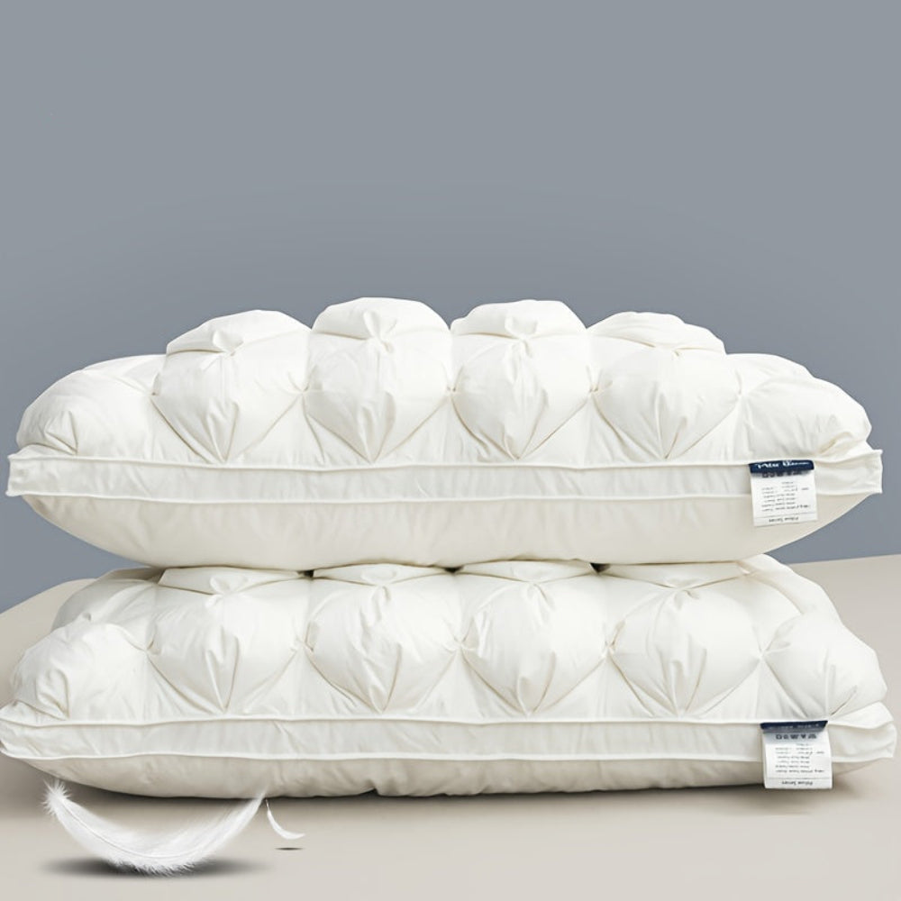 Almofada de Penas Travesseiro Branco Para Dormir de Costas Macio Respirável