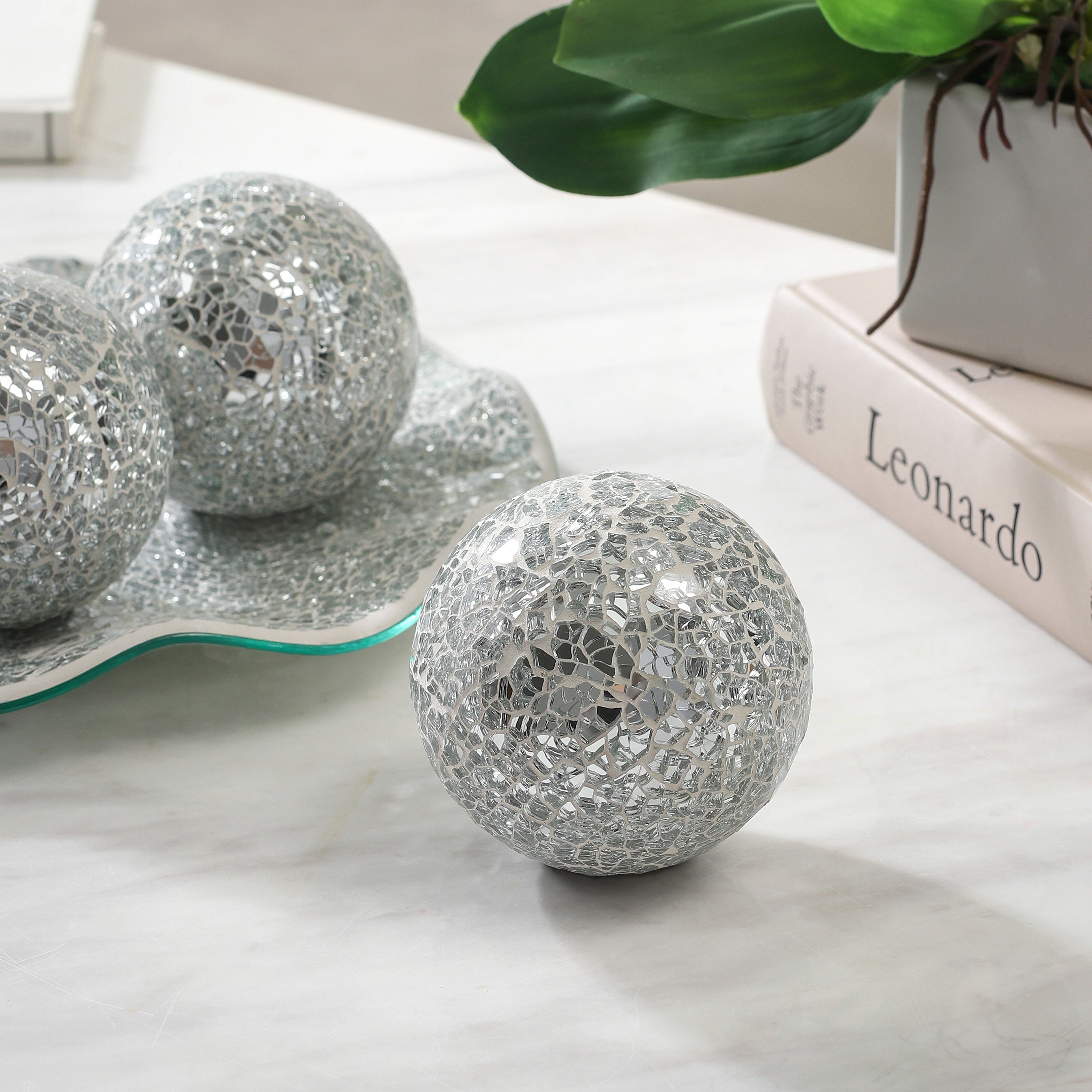 MosaicServe - 4-delige Glazen Mozaïek Decoratieve Schaal Set