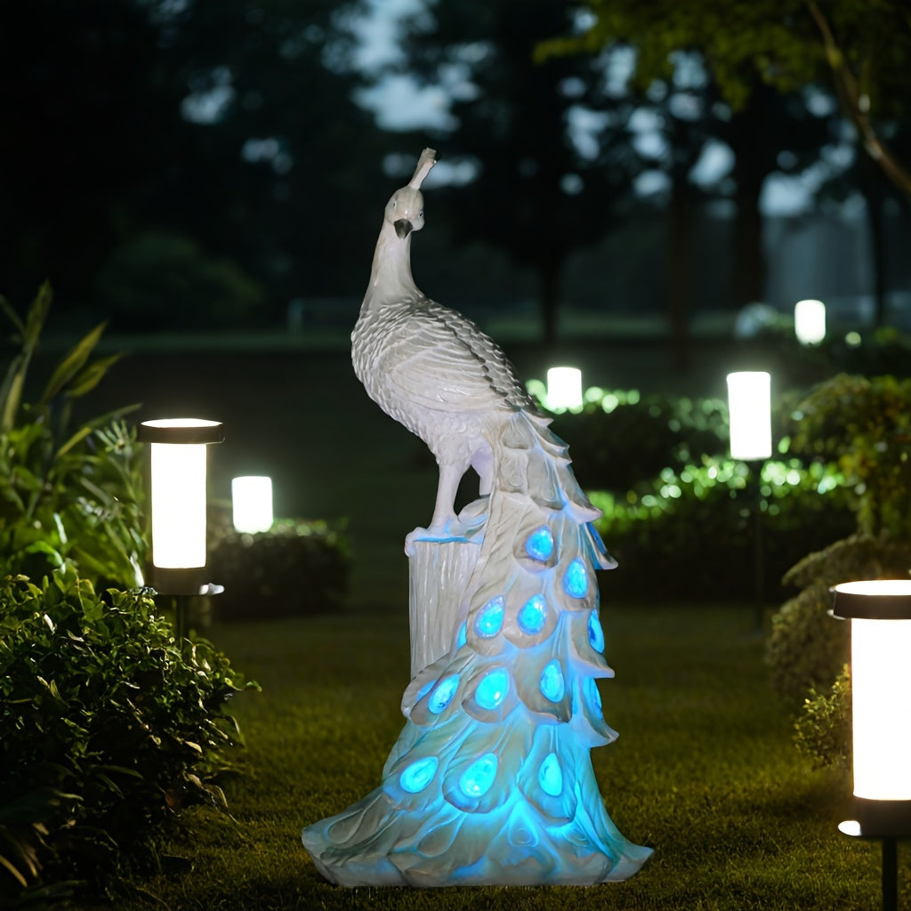 olarPeacock - Paletto da Giardino Colorato in Resina a Energia Solare, Perfetto